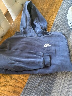 Nike Men's Navy Zip-Up Hoodie with White Logo